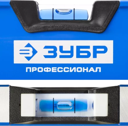 Уровень  ЗУБР &quot;ЭКСПЕРТ&quot; &quot;УСП - 2&quot;коробчатый усилен, 2 фрезерован баз поверхности, 3 ампулы, крашенный, с ручками, 100см 34587-100 купить в Тюмени