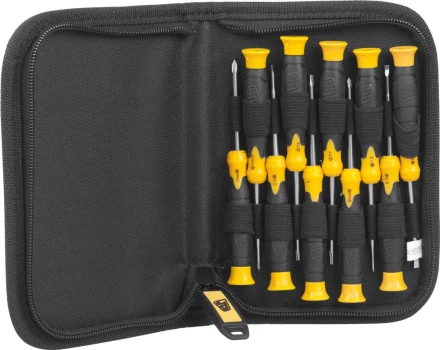 Набор JCB: Отвертки для точных работ, двухкомпонентные рукоятки, CrV cталь, 11 предм, чехол JSD026 купить в Тюмени