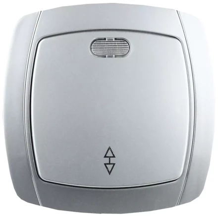 Выключатель СВЕТОЗАР &quot;АКЦЕНТ&quot; проходной одноклавишный в сборе, с подсветкой, цвет серебристый металлик, 10А/~250В SV-54238-SM купить в Тюмени