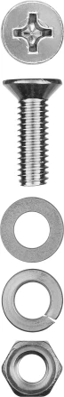 Винт (DIN965) в комплекте с гайкой (DIN934), шайбой (DIN125), шайбой пруж. (DIN127), M4 x 20 мм, 25 шт, ЗУБР 303456-04-020 купить в Тюмени
