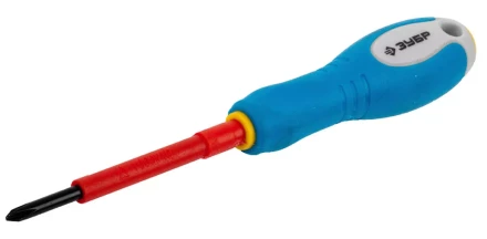 ЗУБР &quot;ПРОФИ ЭЛЕКТРИК&quot;. Отвертка Cr-V, трехкомпонент рукоятка, высоковольтная до ~1000В, PH №0, 60 мм 25262-0-060 купить в Тюмени