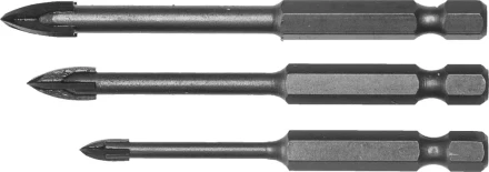 Набор ЗУБР &quot;ПРОФЕССИОНАЛ&quot;: Сверла по кафелю, керамике, с четырьмя режущими лезвиями 4, 6, 8 мм, 3 шт 29845-H3_z01 купить в Тюмени