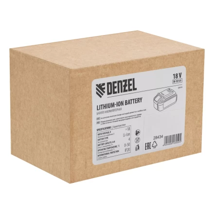 Батарея аккумуляторная Denzel IB-18-4.0, Li-Ion, 18 В, 4.0 А/ч 28434 купить в Тюмени