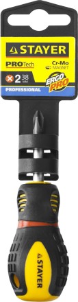 Отвертка STAYER &quot;PROFESSIONAL&quot; &quot;PROTech&quot;, двухкомп рукоятка, намагниченная, Cr-Mo, PH2x38мм 25132-2-38_z02 купить в Тюмени