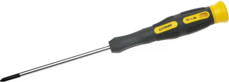Отвертка STAYER "PROFESSIONAL" "MAX-GRIP" для точн работ, Cr-V, двухкомп рукоятка, магнит наконечник, PH №1x100мм 25826-1-100 G купить в Тюмени