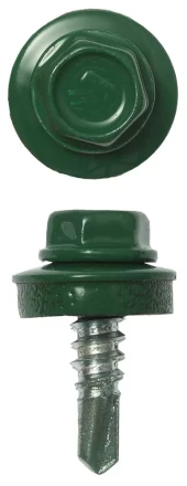 Саморезы ЗУБР &quot;ПРОФЕССИОНАЛ&quot; окраш., RAL 6002 зелен. лист, для крепл. кров. матер. к металл. констр., 5.5x19мм, 2500шт 4-300310-55-019-6002 купить в Тюмени