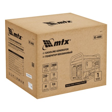 Генератор бензиновый MTX RS-4000 946115, 3,3 кВт, 230В, ручной стартер купить в Тюмени