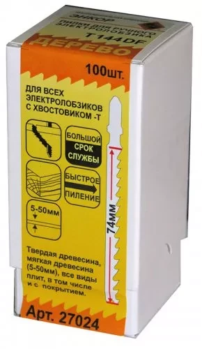 Пилка для электролобзика T144 DF BiM 1шт/100 Энкор 27024