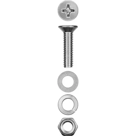 Винт (DIN965) в комплекте с гайкой (DIN934), шайбой (DIN125), шайбой пруж. (DIN127), M4 x 25 мм, 20 шт, ЗУБР 303456-04-025 купить в Тюмени