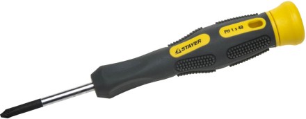 Отвертка STAYER &quot;PROFESSIONAL&quot; &quot;MAX-GRIP&quot; для точн работ, Cr-V, двухкомп рукоятка, магнит наконечник, PH №1x40мм 25826-1-040 G купить в Тюмени