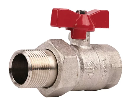 Кран ЗУБР шаровой 3/4&quot; полнопроходной с накидной гайкой &quot;мама-папа&quot;, бабочка, никелированная латунь 51357-N-3/4 купить в Тюмени