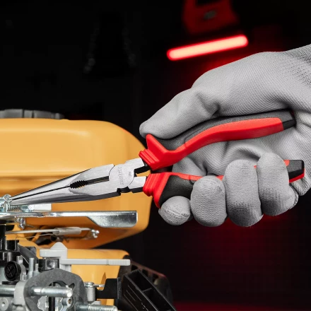 Длинногубцы прямые Matrix, 200 мм, хром-ванадий, двухкомпонентные рукоятки, 17311 купить в Тюмени