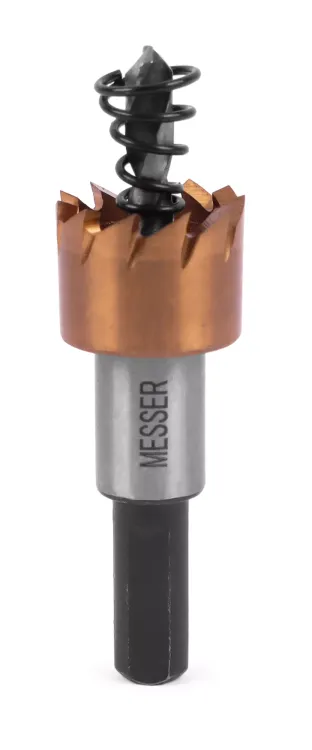 HSS-TiN коронка MESSER  17мм с центр. сверлом и толкающей пружиной для  лист. материала  до 2 мм ц/х купить в Тюмени