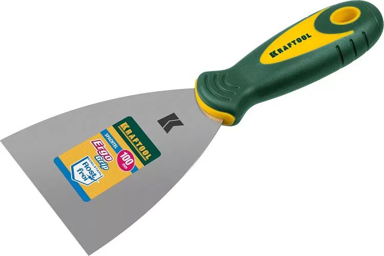 Шпательная лопатка KRAFTOOL с 2-компонент ручк, профилиров нержав полотно, 100мм 10035-100 купить в Тюмени