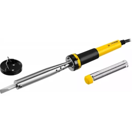 Паяльник STAYER &quot;PROFI&quot; с двухкомпонентной рукояткой и долговечным жалом, в комплекте (припой и подставка), 80 Вт, клин 55300-80 купить в Тюмени