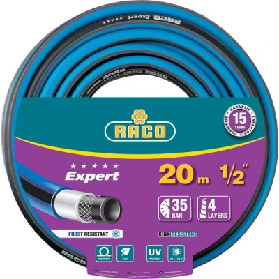 Шланг RACO "EXPERT" поливочный, 30атм., армированный, 3-х слойный, 1/2"x20м 40302-1/2-20