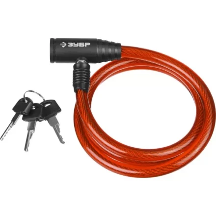 Замок ЗУБР &quot;МАСТЕР&quot;, тросовый, 3 ключа в комплекте, длина троса 1200мм, d 10мм 37263-120 купить в Тюмени