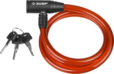 Замок ЗУБР &quot;МАСТЕР&quot;, тросовый, 3 ключа в комплекте, длина троса 1200мм, d 10мм 37263-120 купить в Тюмени