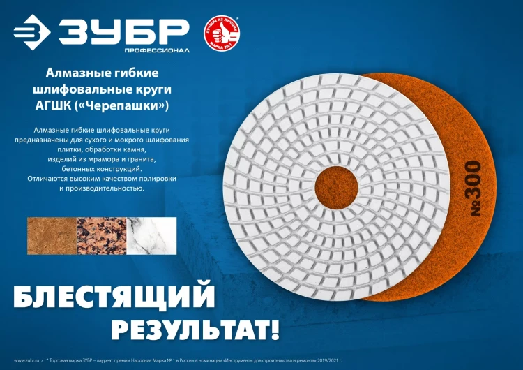 ЗУБР 100 мм, №800, сухое шлифование, алмазный гибкий шлифовальный круг АГШК, Профессионал (29868-800) купить в Тюмени