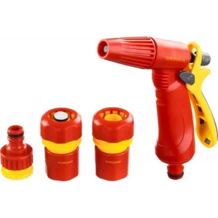 Набор GRINDA поливочный: Распылитель пистолетный с регулируемым соплом, соединитель 1/2&quot;, соединитель 1/2&quot; с автостопом, адаптер внешний 1/2&quot;-3/4&quot; 8-427386_z02 купить в Тюмени