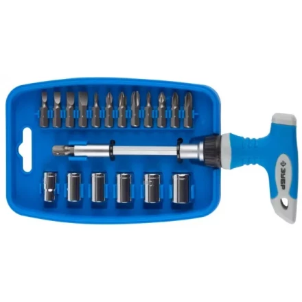 Отвертка ЗУБР &quot;МАСТЕР&quot; реверсивная, пистолетная двухкомпонентная рукоятка, 21 предмет 25411-H21 купить в Тюмени