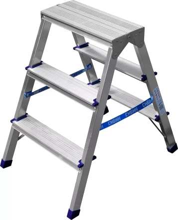 Лестница-стремянка двухсторонняя алюминиевая, СИБИН 38825-03, 3 ступени 38825-03 купить в Тюмени
