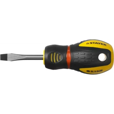 Отвертка STAYER "PROFESSIONAL" "PROTech", двухкомп рукоятка, намагниченная, Cr-Mo, SL5,5x38мм 25131-05-38_z02