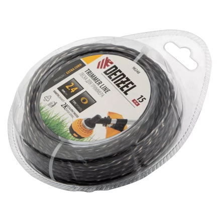 Леска для триммера двухкомпонентная эллипс 2,4мм х 15м, блистер EXTRA CORD, Denzel 96248 купить в Тюмени