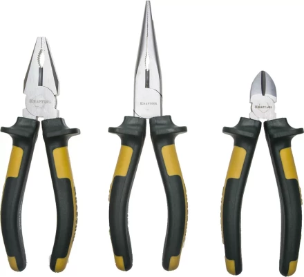 Набор губцевых инструментов KRAFTOOL&quot;KRAFT-MAX&quot;, Cr-Mo, маслобензост двухкомп. рукоятки, повыш износостойкость, 3предм 22011-H3 купить в Тюмени