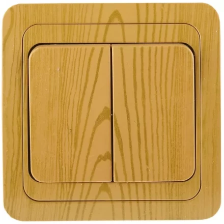 Выключатель СВЕТОЗАР &quot;ГАММА&quot; двухклавишный, цвет ольха, 10A/~250B SV-54134-A купить в Тюмени