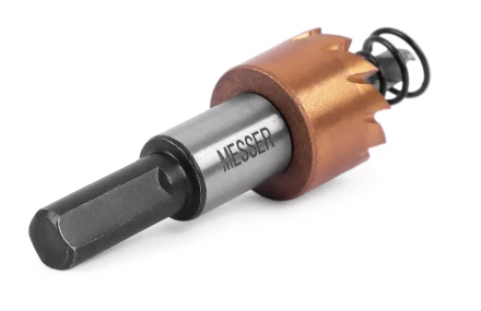 HSS-TiN коронка MESSER  18мм с центр. сверлом и толкающей пружиной для  лист. материала  до 2 мм ц/х купить в Тюмени