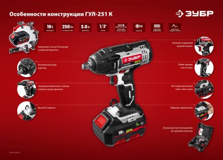 Ударный гайковерт аккумуляторный ГУЛ-251 К серия СТАНДАРТ купить в Тюмени