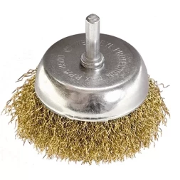 Щетка для дрели, 50 мм, "чашка" со шпилькой, латунированная витая проволока MATRIX 74475