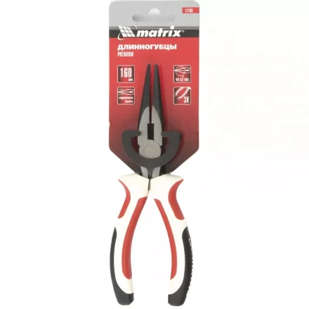 Длинногубцы Premium 180 мм прямые трехкомпонентные рукоятки MATRIX 17186 купить в Тюмени