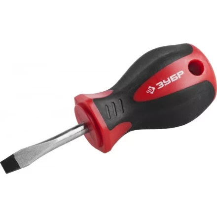 Отвертка ЗУБР &quot;МАСТЕР&quot;, &quot;STUBBY&quot; ( бочка ), Cr-v, эргономичная двухкомпонентная рукоятка, SL4,7x38мм 25061-38-4.7_z02 купить в Тюмени