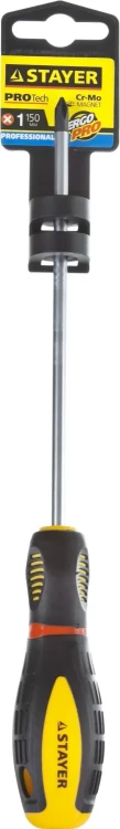 Отвертка STAYER "PROFI" "PROTech", двухкомп рукоятка, намагниченная, Cr-Mo, PH1x150мм 25132-1-15_z02 купить в Тюмени