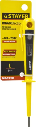 STAYER &quot;MASTER&quot;. Пробник напряжения с цельнолитым диэлектрическим корпусом, 120-250В, 150мм 45280 купить в Тюмени