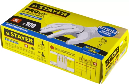 Перчатки STAYER &quot;PROFI&quot; нитриловые экстратонкие, XL, 100шт 11203-XL купить в Тюмени