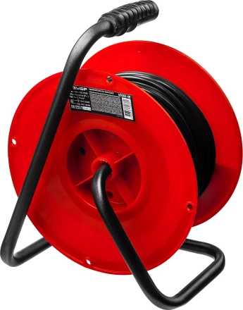 Удлинитель на катушке &quot;ПВС 307&quot;, 40 м, 2500 Вт, 4 гнезда, ПВС 3х0,75 кв мм, ЗУБР 55083-40 купить в Тюмени