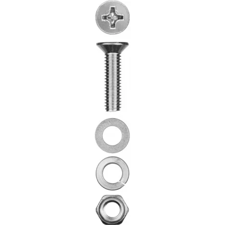 Винт (DIN965) в комплекте с гайкой (DIN934), шайбой (DIN125), шайбой пруж. (DIN127), M4 x 30 мм, 18 шт, ЗУБР 303456-04-030 купить в Тюмени