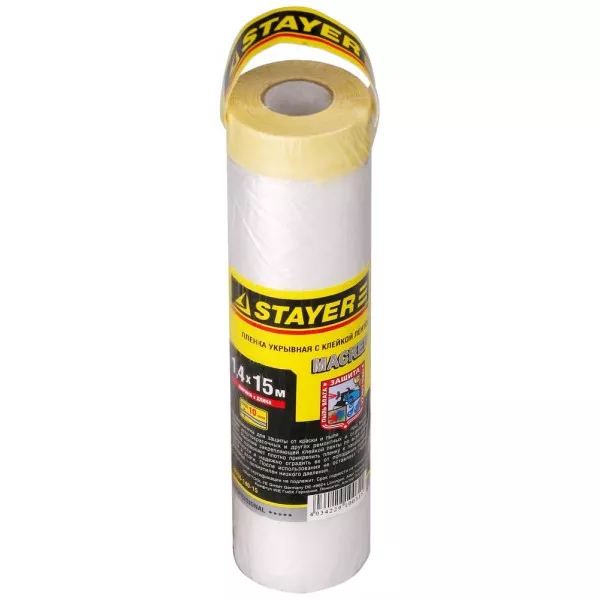 Пленка STAYER "PROFESSIONAL" защитная с клейкой лентой "МАСКЕР", HDPE, 9мкм, 1,4х15м 12255-140-15 купить в Тюмени