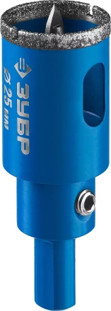 Коронка ЗУБР алмазная в сборе по кафелю, керамике с центрирующим сверлом и имбусовым ключом, зерно 60, 25мм 29850-25 купить в Тюмени