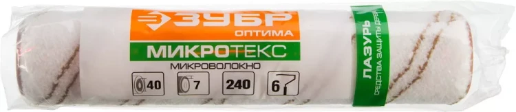 Ролик малярный сменный ЗУБР "ОПТИМА -МИКРОТЕКС", пропитки и средства защиты древесины, микрофибра, ворс 7 мм, бюгель 6 мм, 40х240мм 02545-24 купить в Тюмени