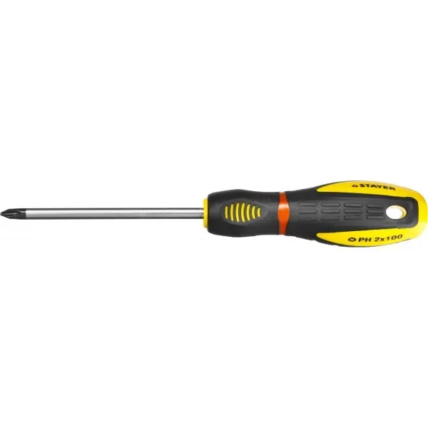 Отвертка STAYER "PROFI" "PROTech", двухкомп рукоятка, намагниченная, Cr-Mo, PH2x100мм 25132-2-10_z02 купить в Тюмени