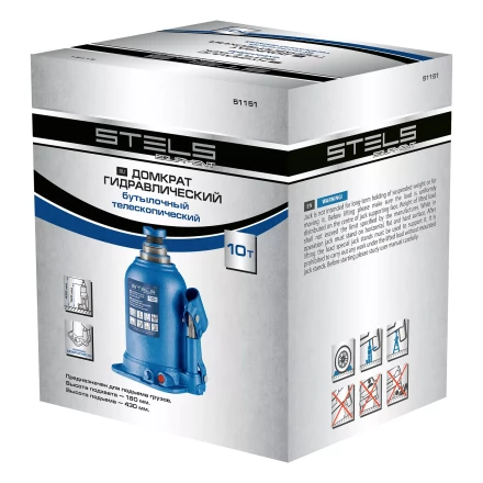 Домкрат гидравлический бутылочный телескопический Stels 51151, 10 т, подъем 180-430 мм купить в Тюмени