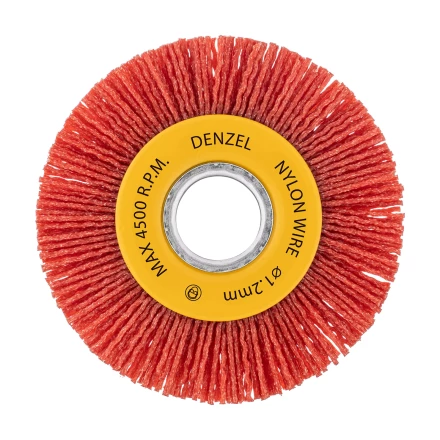 Щетка для УШМ, 100 мм, плоская, нейлоновая щетина, посадка 22,2 мм Denzel 74437 купить в Тюмени
