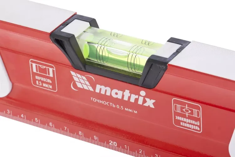 Уровень алюминиевый магнитный 600 мм с зеркальным глазком MATRIX 2 компонентные рукоятки артикул 34731 купить в Тюмени