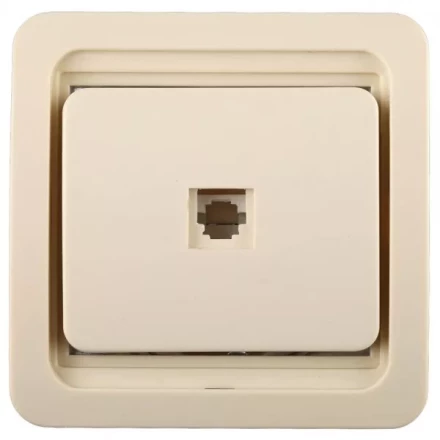 Розетка СВЕТОЗАР &quot;ГАММА&quot; телефонная одинарная, цвет бежевый SV-54117-B купить в Тюмени