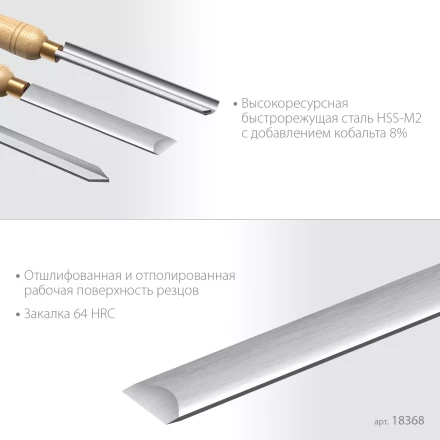 Набор профессиональных токарных резцов по дереву KRAFTOOL 18368 купить в Тюмени