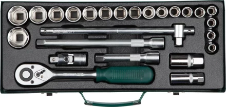 Набор торцовых головок KRAFTOOL &quot;INDUSTRIE QUALITAT&quot; (1/2&quot;) универсальный, Cr-V, металлический кейс, 25 предметов 27892-H25_z01 купить в Тюмени